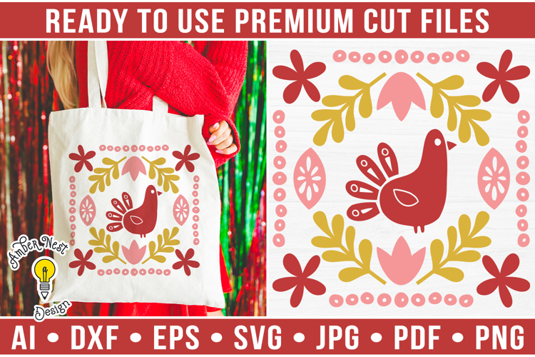Scandinavian Christmas Bird | Christmas SVG