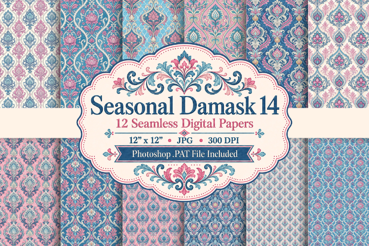 Seasonal Damask Papers & Patterns 14