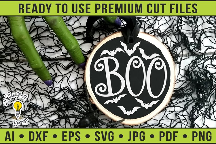 Boo | Halloween Round Ornament Sign example image 1