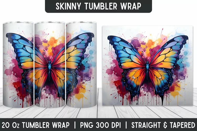 Watercolor Tumbler Wrap | 3D Sublimation | Skinny Tumbler