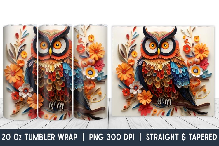 Owl Tumbler Wrap | Skinny Tumbler Wrap | PNG | Sublimation