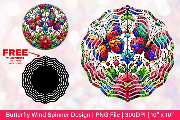 Butterfly Wind Spinner Sublimation Design