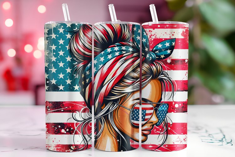 Patriotic Girl 4th of July 20oz Tumbler Wrap Sublimation