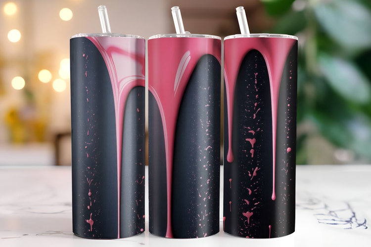 Pink Paint Dripping Tumbler Wrap | Sublimation | Tumbler