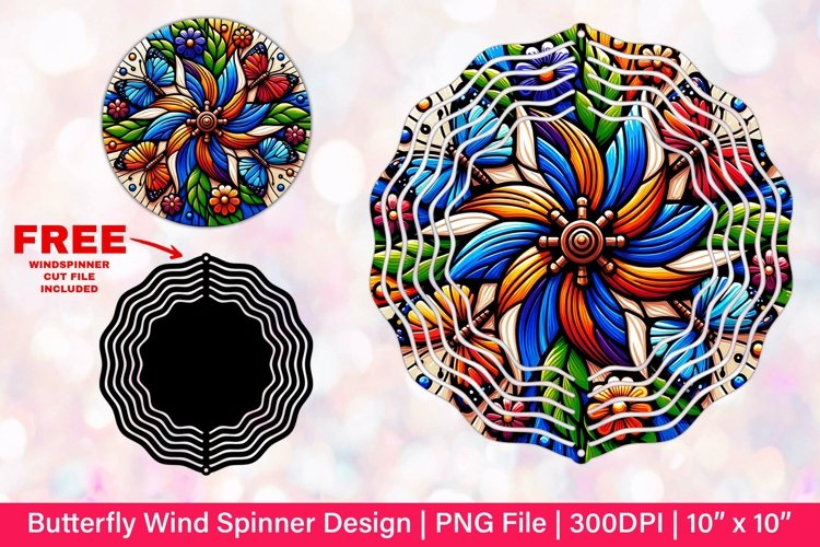 Butterfly Wind Spinner Sublimation Design