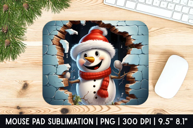 Snowman | Mouse Pad Sublimation Designs | Mouse Pad Designs