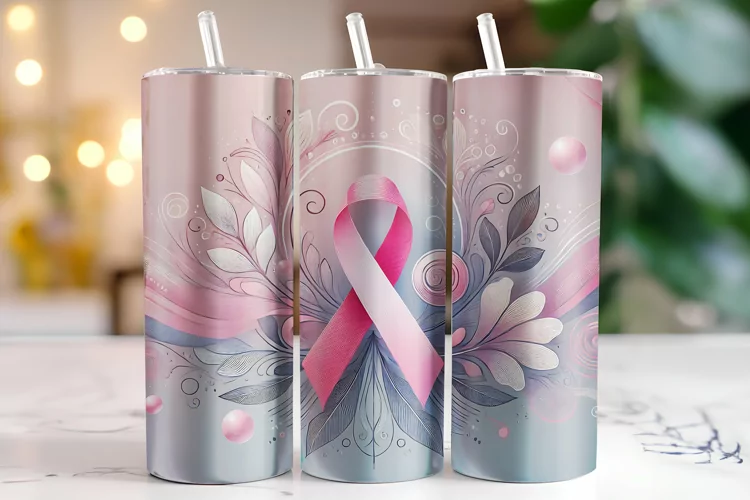 Cancer Awareness Ribbon Tumbler Wrap | Sublimation | Tumbler