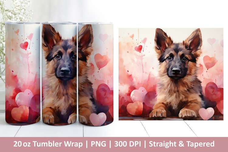 Cute Dog Tumbler Wrap | Valentines Tumbler | 3D Sublimation
