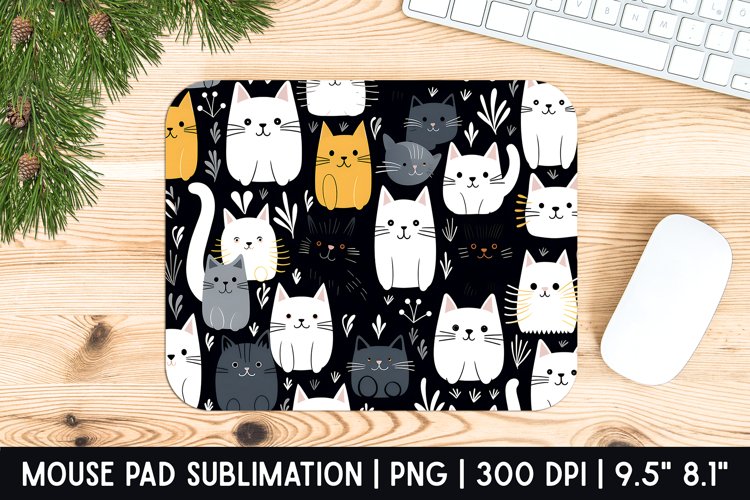 Cats Pattern Mouse Pad Sublimation Designs | Mousepad Design example image 1