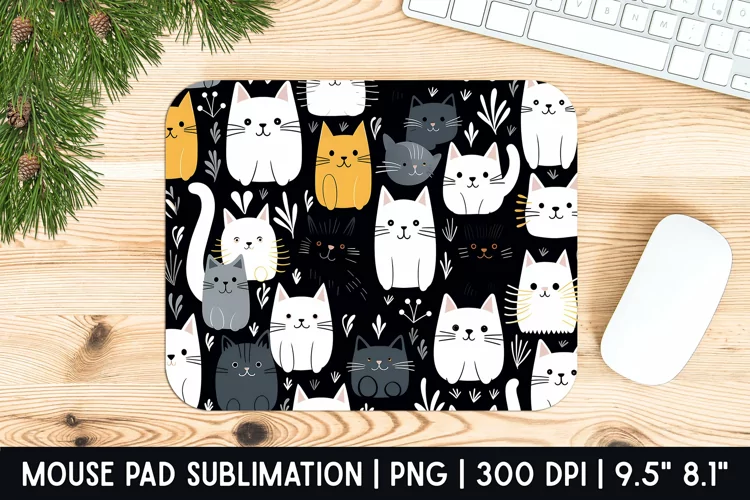 Cats Pattern Mouse Pad Sublimation Designs | Mousepad Design