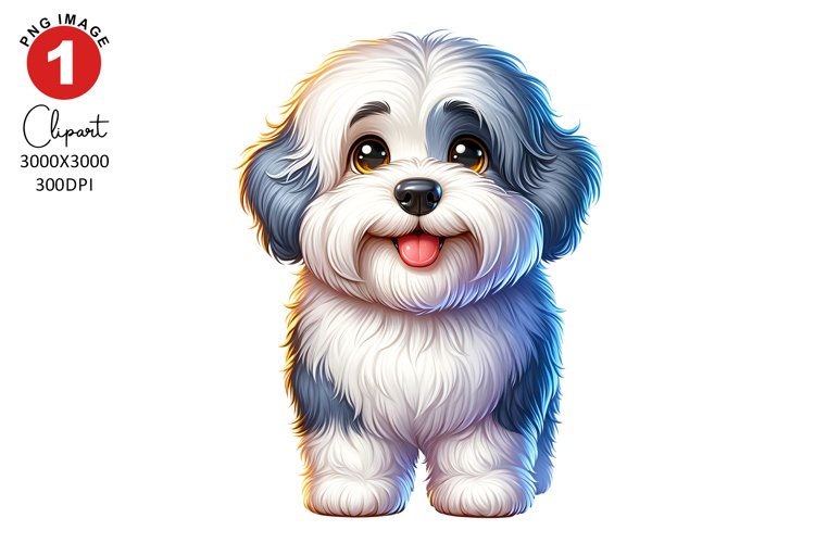 Funny Old English Sheepdog Dog Clipart Sublimation PNG