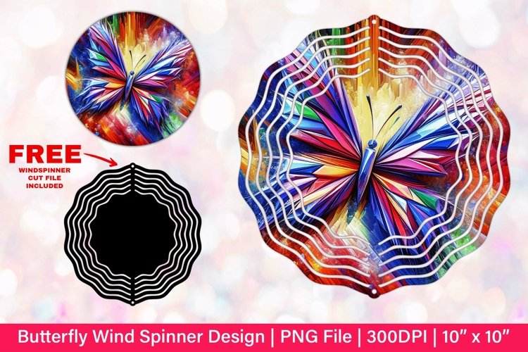 Butterfly Wind Spinner Sublimation Design