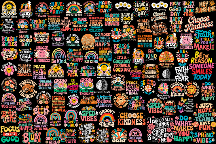 Positive Thoughts Bundle SVG | Motivational | SVG Cut Files example image 1
