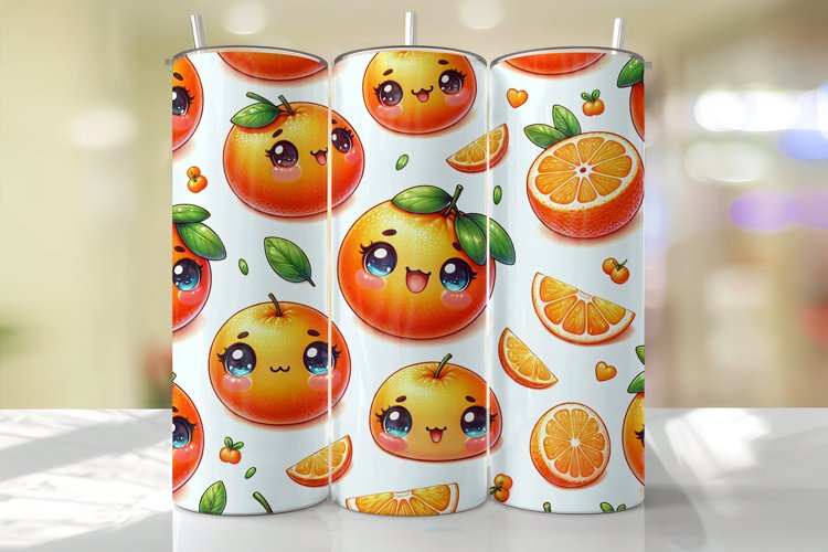 Cute Orange Tumbler Wrap Sublimation Design