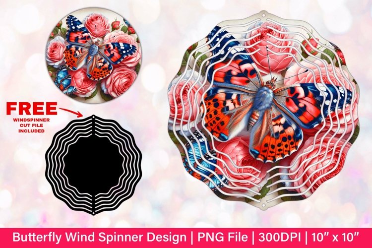 Butterfly Wind Spinner Sublimation Design