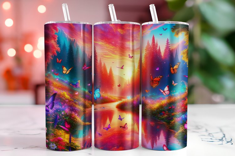 Vibrant Butterflies 20oz Tumbler Wrap Sublimation