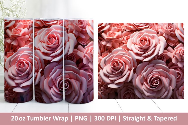 3D Paper Rose Tumbler | Valentines Tumbler | 3D Sublimation