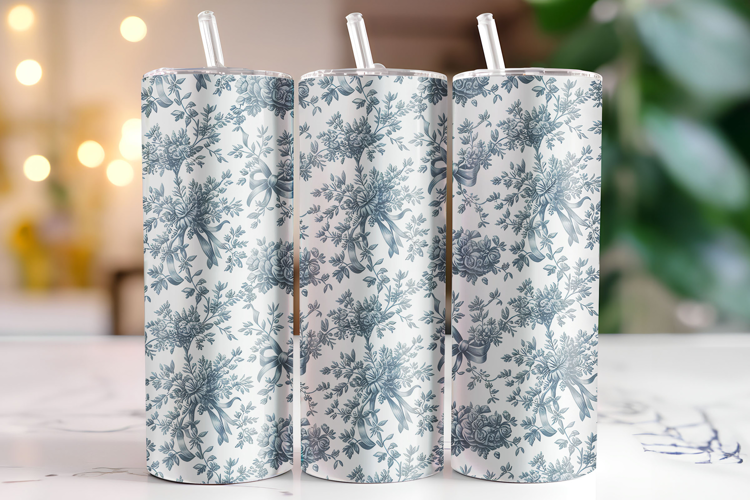 Flowers & Bow Tumbler Wrap | Sublimation | Tumblers