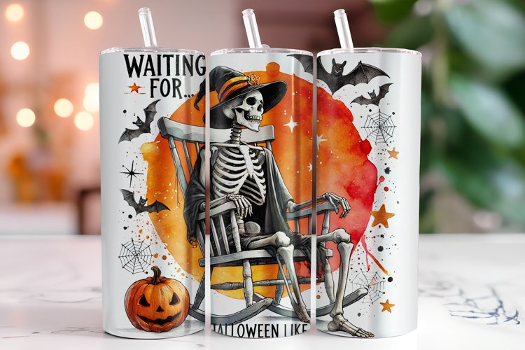 Halloween Skeleton 20oz Tumbler Wrap Sublimation example image 1
