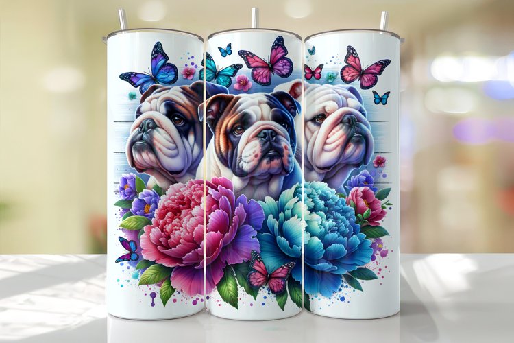 3 Bulldogs Tumbler Wrap Sublimation Design