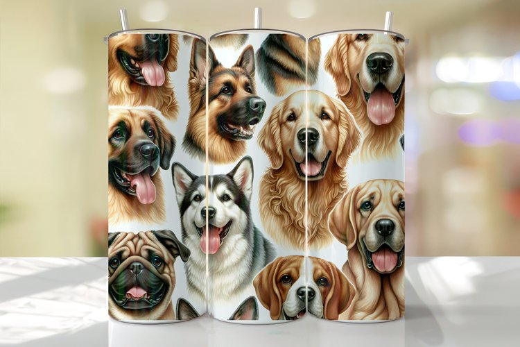 Dogs Tumbler Wrap Sublimation Design example image 1