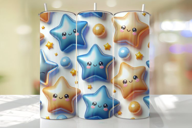 Cute Stars Tumbler Wrap Sublimation Design