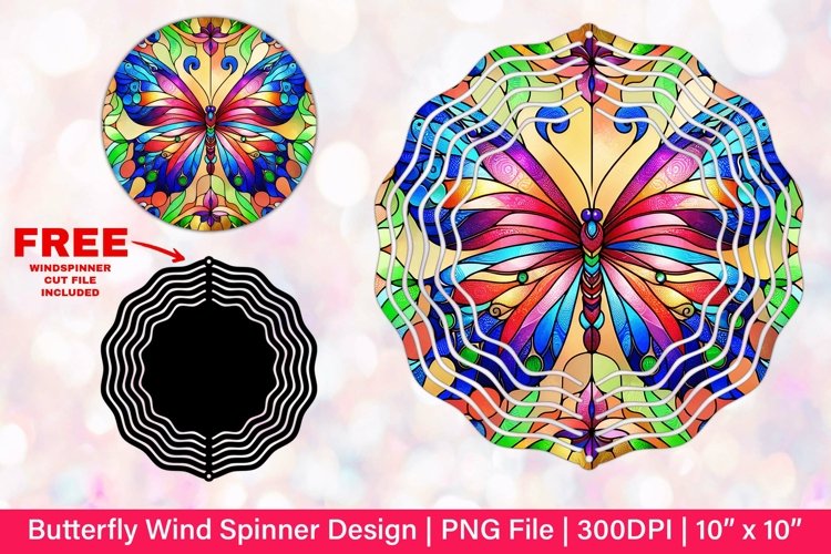 Butterfly Wind Spinner Sublimation Design