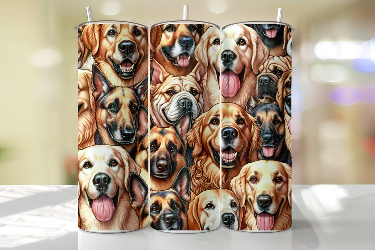 Dogs Tumbler Wrap Sublimation Design example image 1