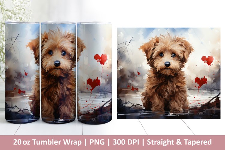 Cute Dog Tumbler Wrap | Valentines Tumbler | 3D Sublimation