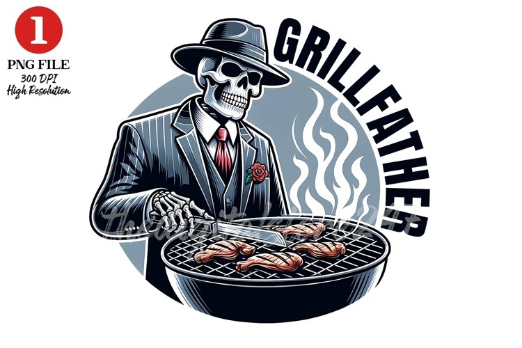 Grilfather Skeleton Clipart Sublimation Design example image 1