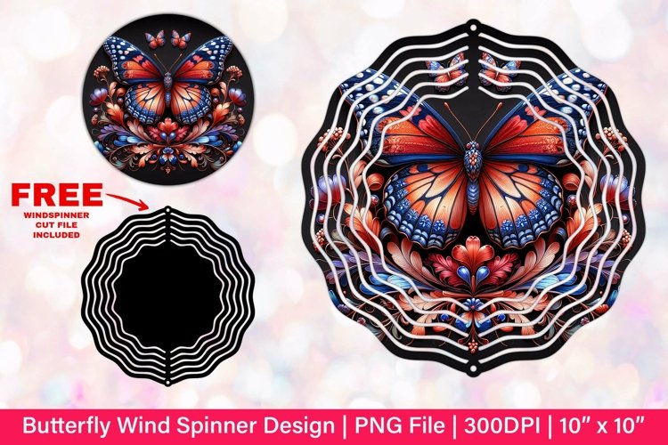 Butterfly Wind Spinner Sublimation Design
