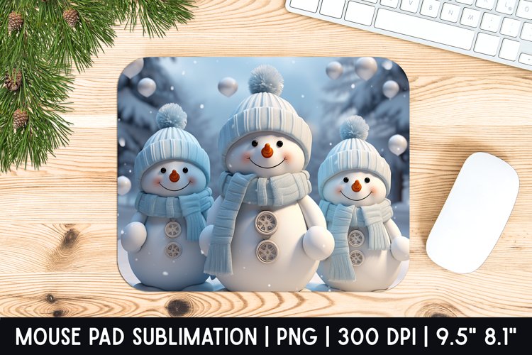 Snowman Mouse Pad Sublimation Design | Mouse Pad Design