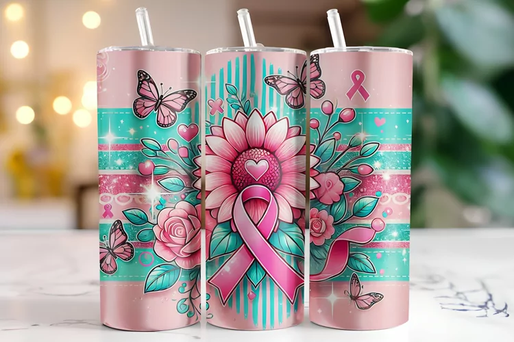 Cancer Awareness Ribbon Tumbler Wrap | Sublimation | Tumbler