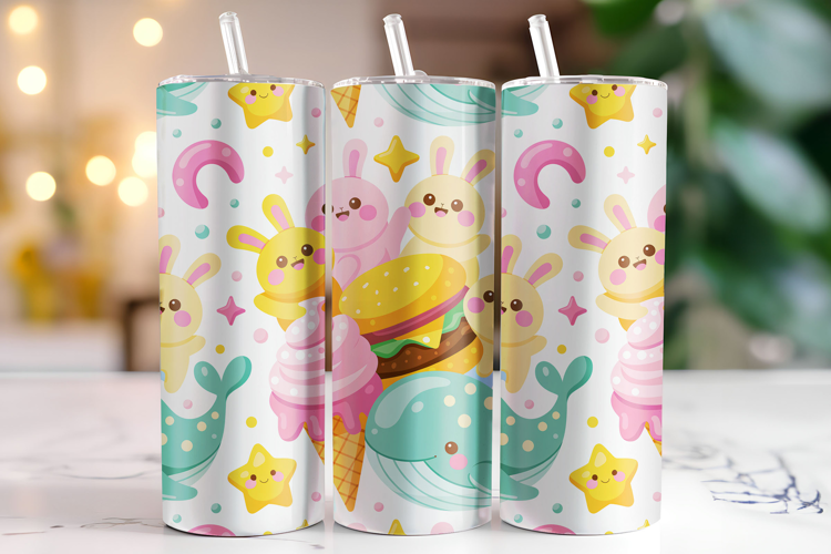 Bunny & Ice Cream Tumbler Wrap | Sublimation | Tumblers