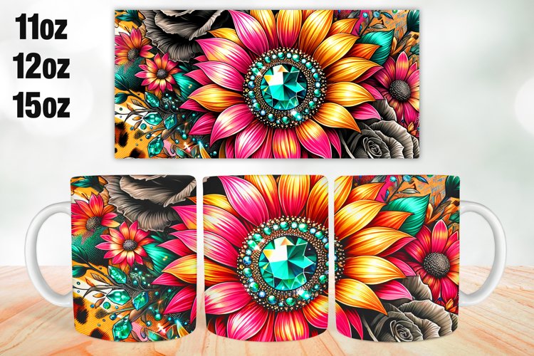 Sunflower Mug Wrap Sublimation 11oz, 12oz, 15oz