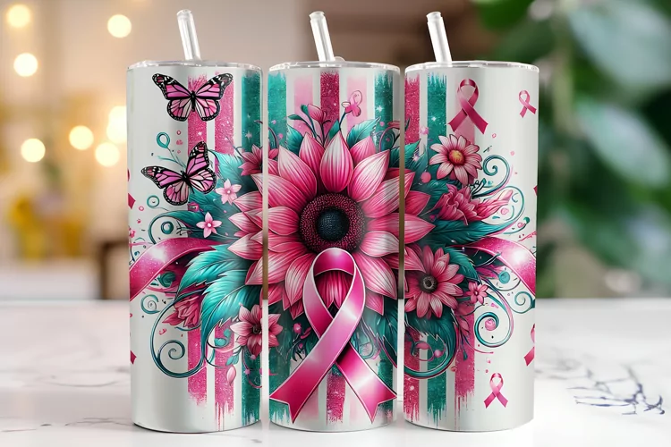 Cancer Awareness Ribbon Tumbler Wrap | Sublimation | Tumbler