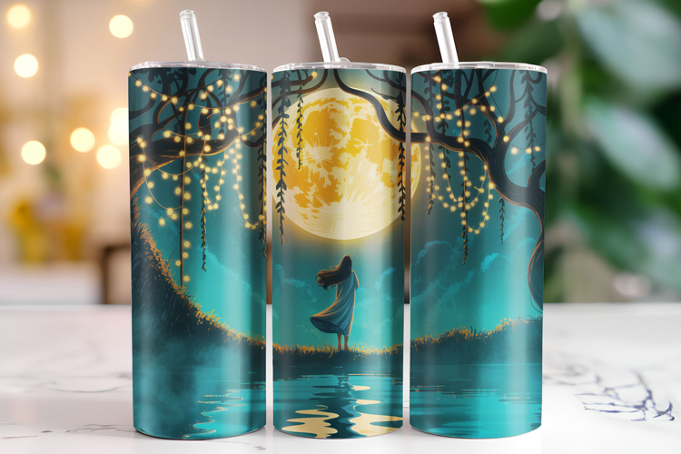 Girl & Moon Tumbler Wrap | Sublimation | Tumblers