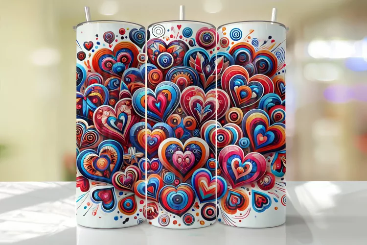 Hearts Tumbler Wrap | Sublimation | Tumblers