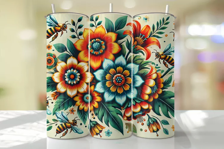 Flowers Tumbler Wrap | Sublimation | Tumblers