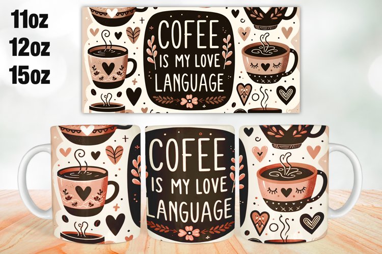 Coffee Lover Mug Wrap Sublimation 11oz, 12oz, 15oz