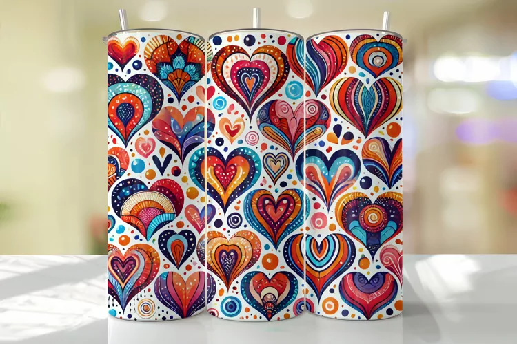 Hearts Tumbler Wrap | Sublimation | Tumblers