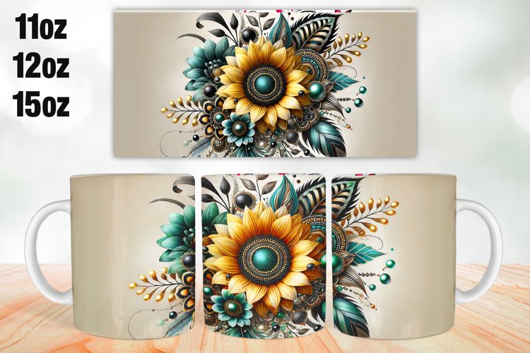 Sunflower Mug Wrap Sublimation 11oz, 12oz, 15oz