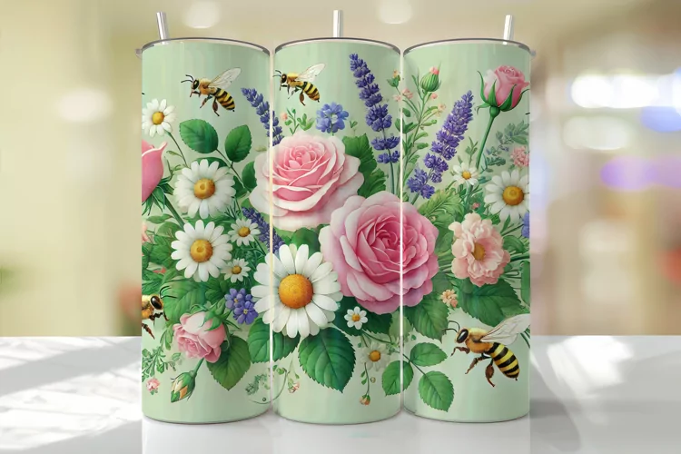 Flowers Tumbler Wrap | Sublimation | Tumblers