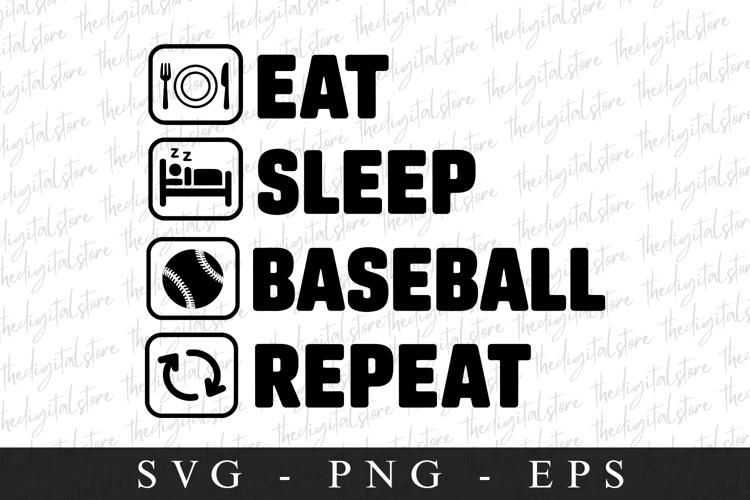 Eat Sleep Baseball Repeat SVG | Sports Svg | Game day svg
