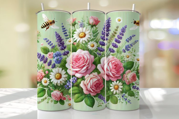 Flowers Tumbler Wrap | Sublimation | Tumblers example image 1
