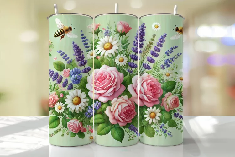 Flowers Tumbler Wrap | Sublimation | Tumblers