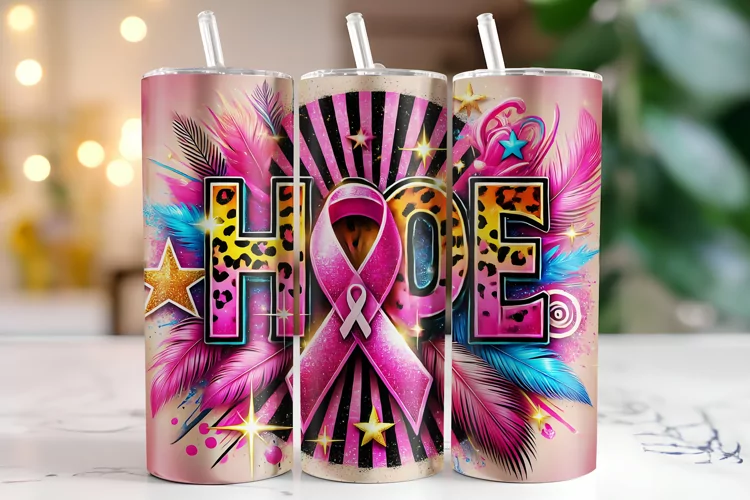 Cancer Awareness Ribbon Tumbler Wrap | Sublimation | Tumbler