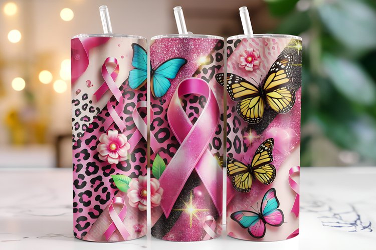 Cancer Awareness Ribbon Tumbler Wrap | Sublimation | Tumbler