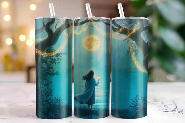 Girl & Moon Tumbler Wrap | Sublimation | Tumblers