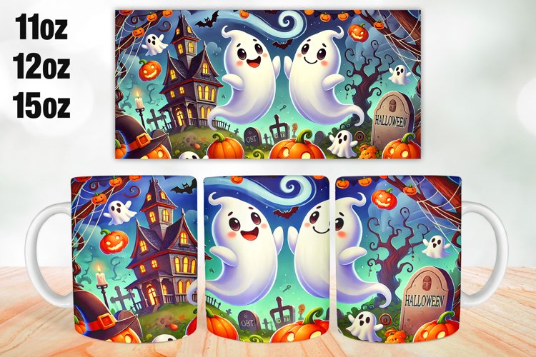 Halloween Boo Mug Wrap Sublimation 11oz, 12oz, 15oz